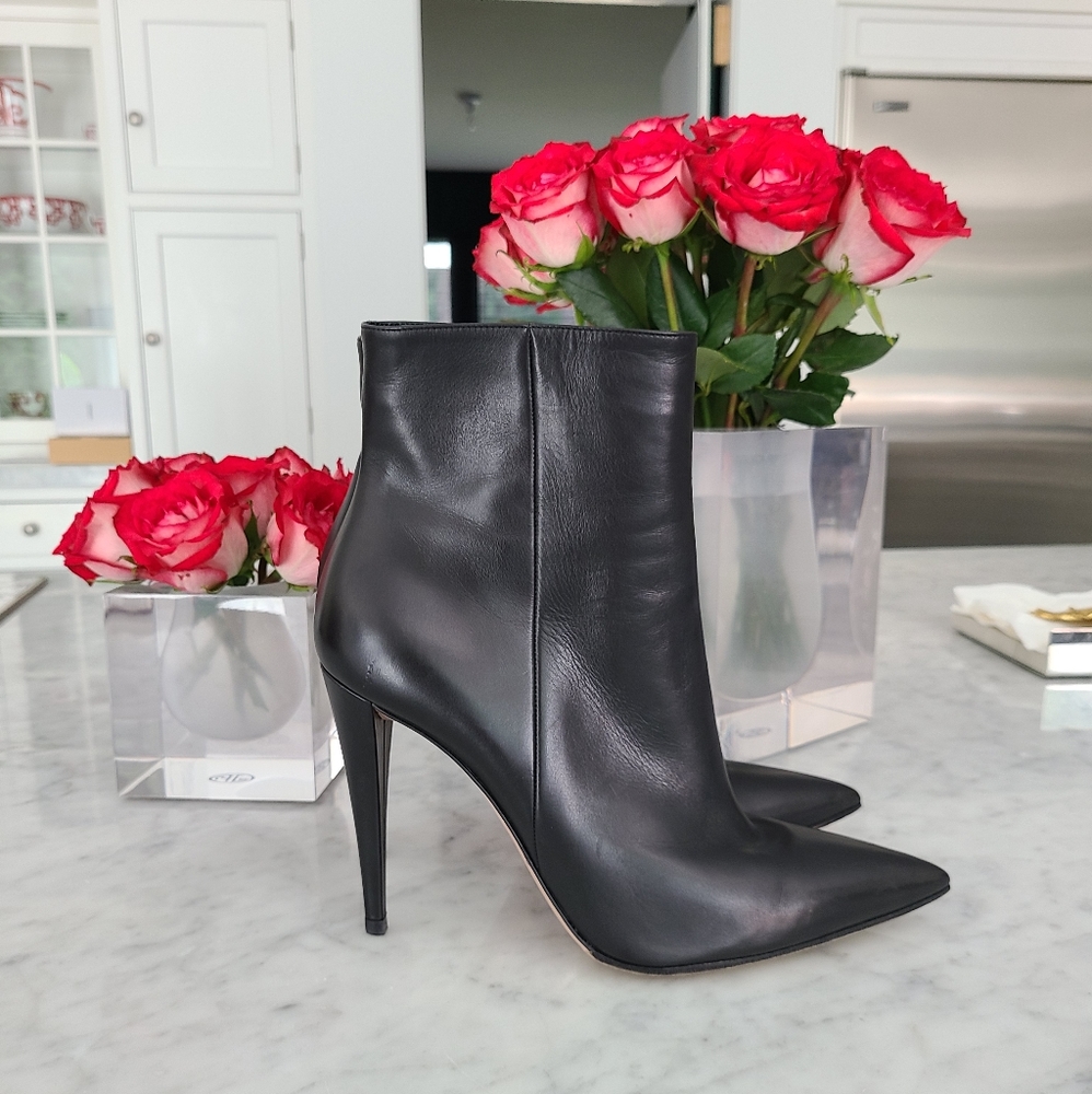 Gianvito rossi 100MM SCARLET LEATHER ANKLE BOOTS